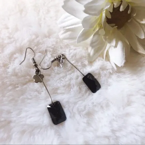 Silver Black Dazzle Earrings - Picture 8 of 10